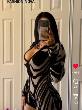 Fashion Nova Black & Cream Zebra Knit Romper